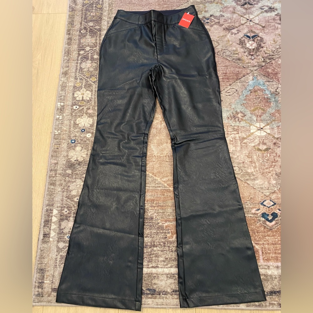 Spanx faux leather flare trousers
